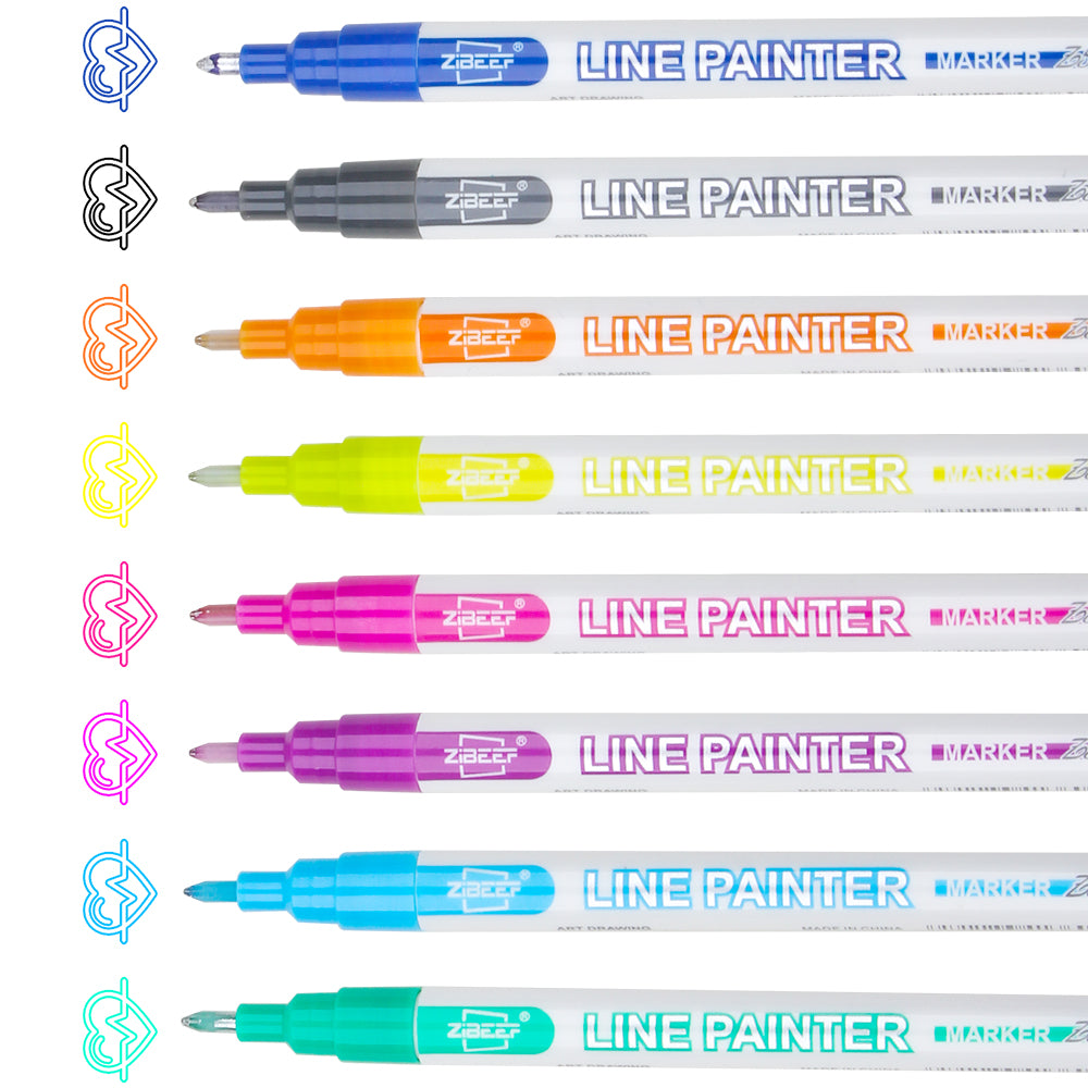 Self-outline Super Squiggles Metallic Markers, Double Line Outline Pen Journal