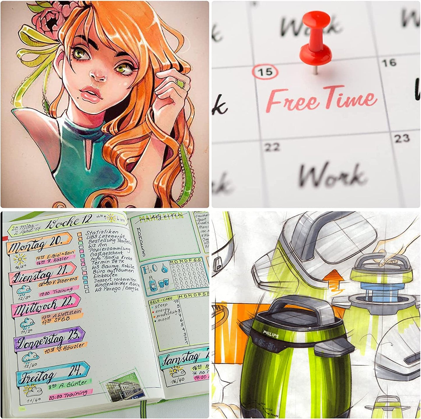 Dual Tip DOT Marker Pens 24 Colors Round DOT Fiber Fine Tip Art Coloring Drawing