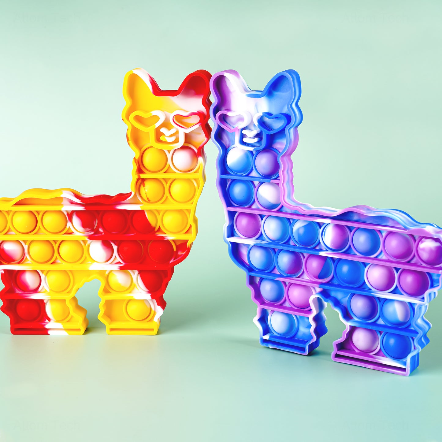 2PCS Silicone Alpaca Push Pop Bubble Fidget Llama Sensory Toys, Adorable Anima