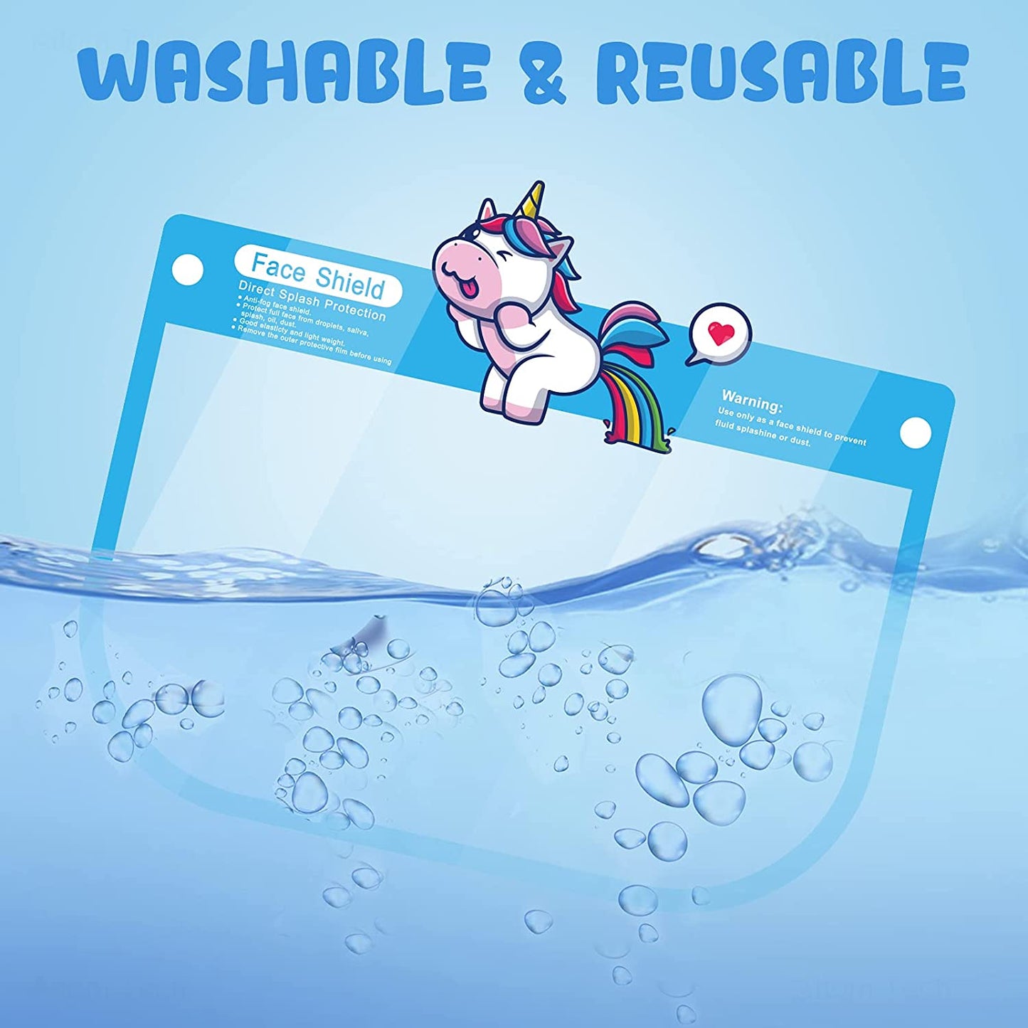 10PCS Kids' Protective Safety Face Shields Reusable Clear Cover Cartoon Designs