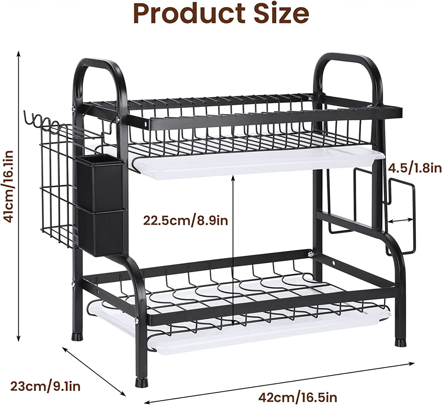 Dish Drying Rack 2-Tier Drainboards Compact Stainless-Steel Rust-Proof Drainer
