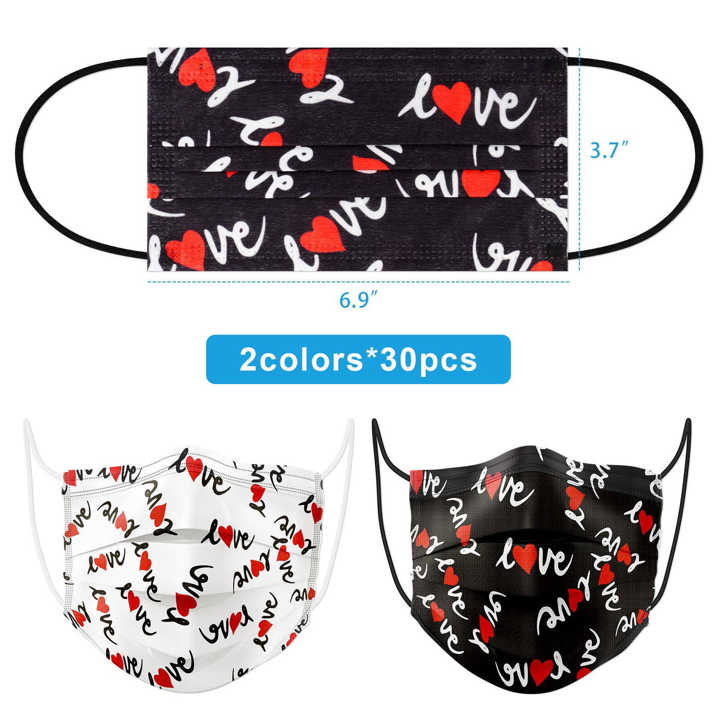 60PCS Disposable Fashion s Love Heart Print Valentine's Day Stylish Gif