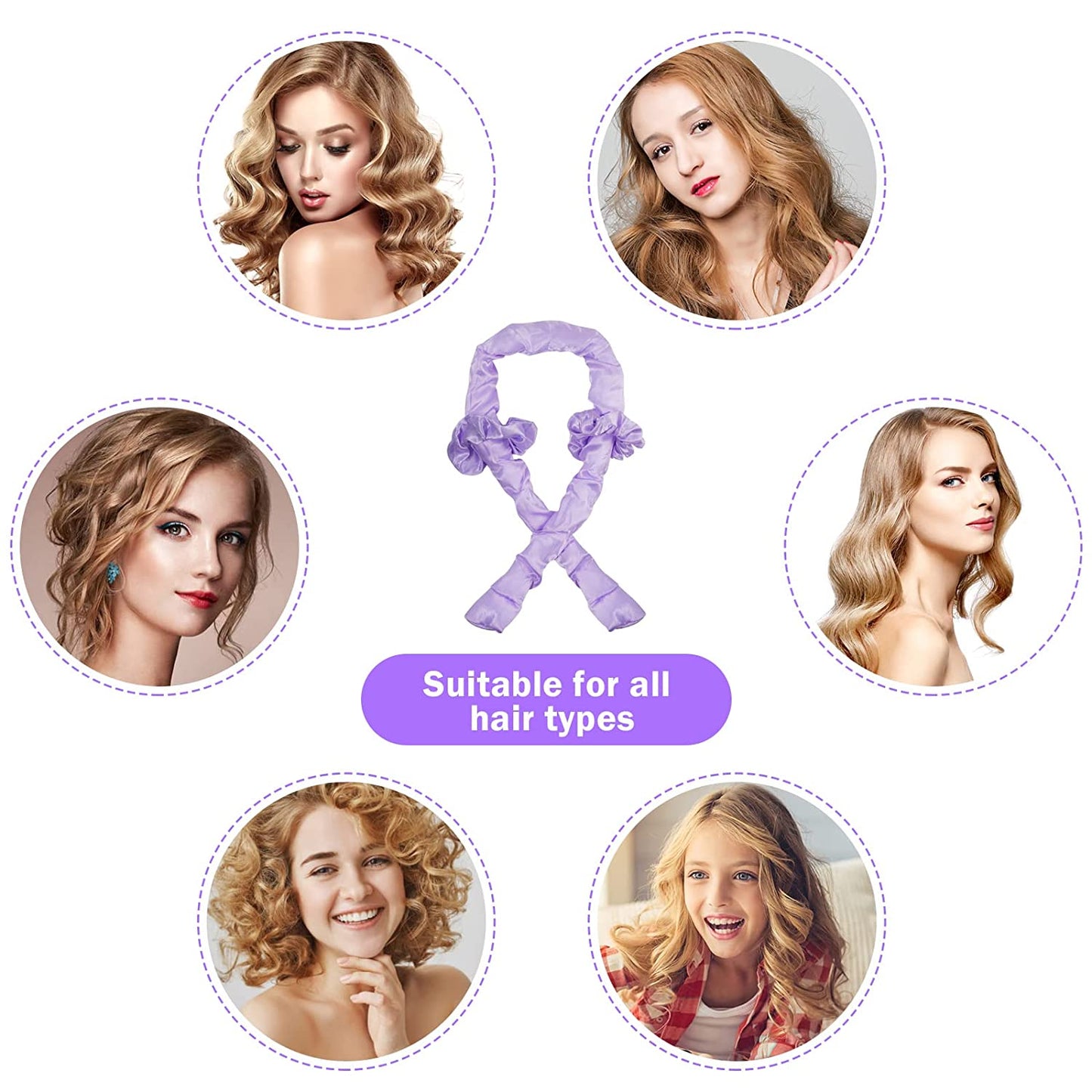 Hair Curlers Hair Curlers to Sleep In Heatless Curling Rod Headband (Purple)