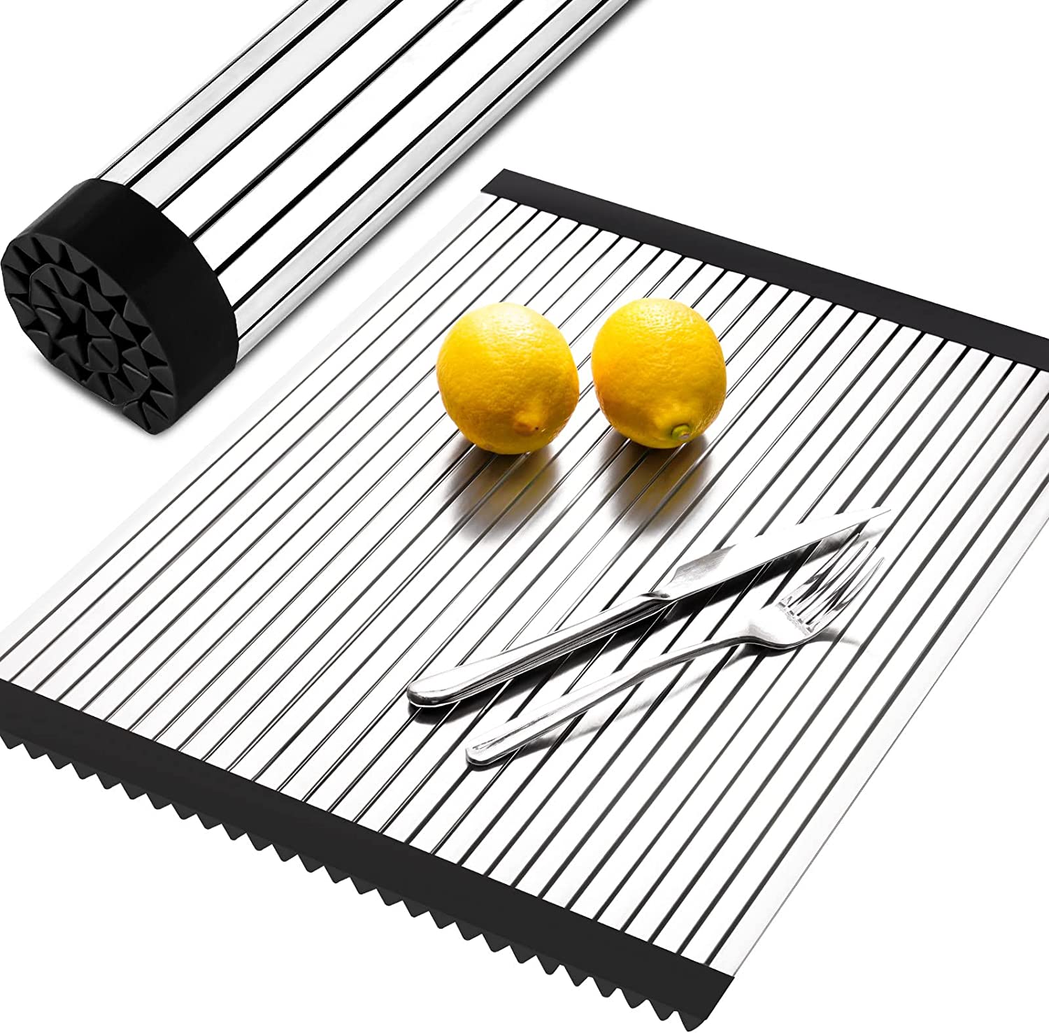 Roll Up Dish Drying Rack Over Sink 17.7"x13" Multipurpose Dense Tubes ...