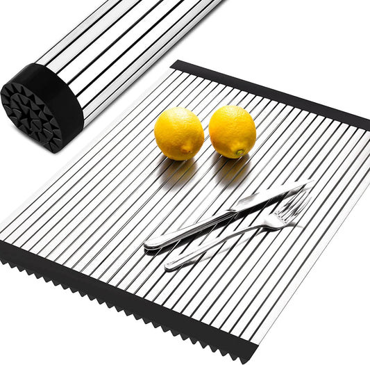 Roll Up Dish Drying Rack Over Sink 17.7"x13" Multipurpose Dense Tubes Foldable