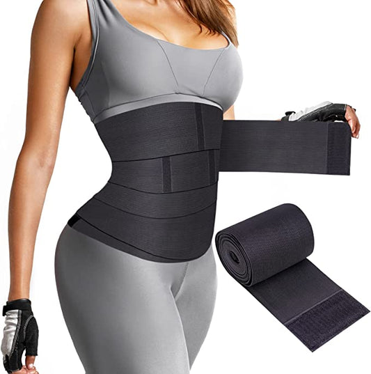 Waist Trainer Women Plus Size Snatch Me Up Bandage Wrap 13FT/4M Adjustable Black