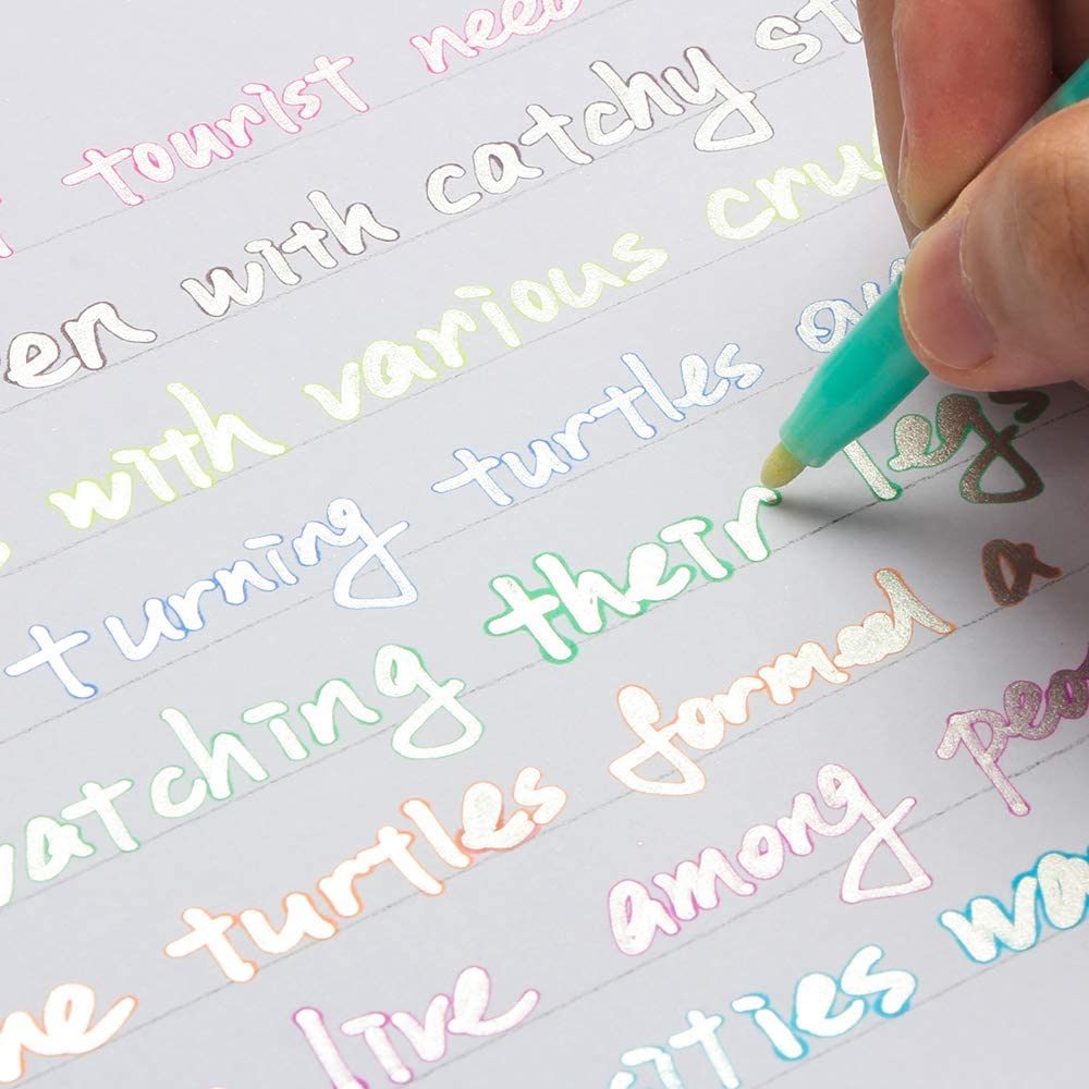 Self-outline Metallic Markers, Outline Marker Double Line Pen Journal Pens Color