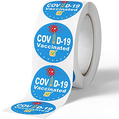 500PCS 1.5" Vaccinated Round Label Sticker Roll Value Pack
