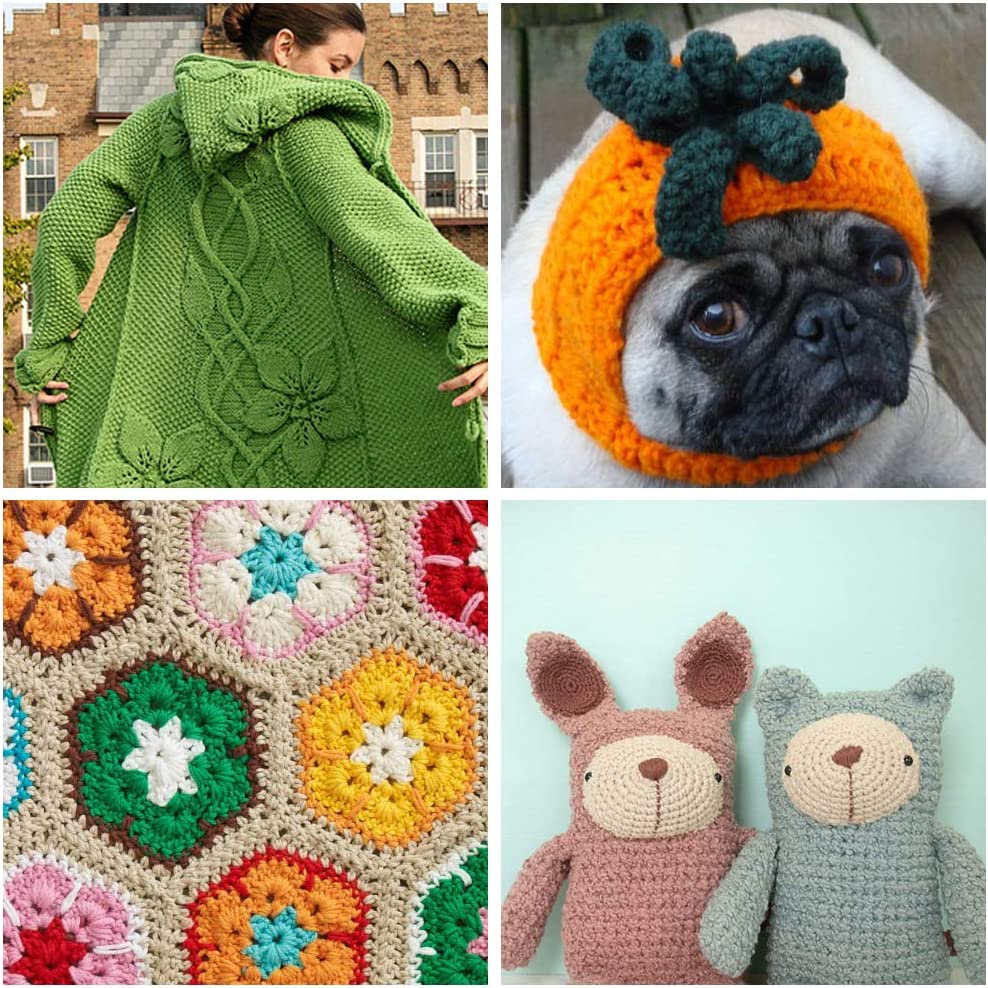 14 Sizes Crochet Hooks Set Multi-Color Metallic Plated Aluminum Knitting Needles