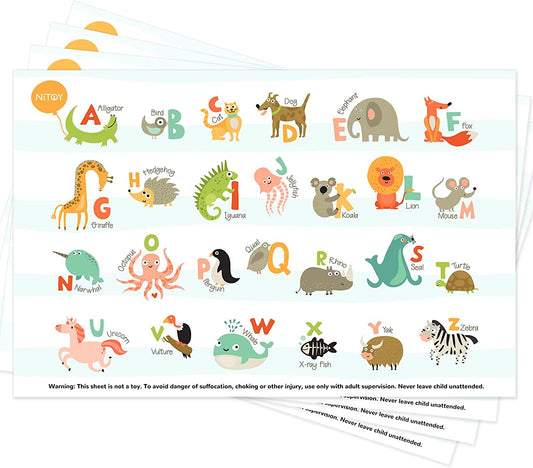 Disposable Placemats 55PCS Baby Stick On Table Mat 12x18 Learning Alphabet ABC