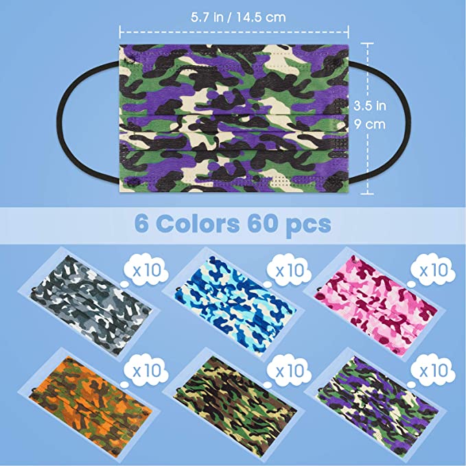 Kids 60PCS Camouflage Disposable 6 Colors Individually Sealed Dust Covering Camo