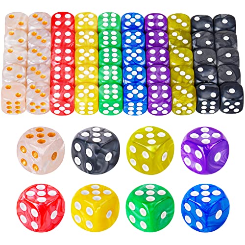 50-Pack Pearl Colors 16MM Round Corner Game Dice Set, 6-Sided Solid Multicolor