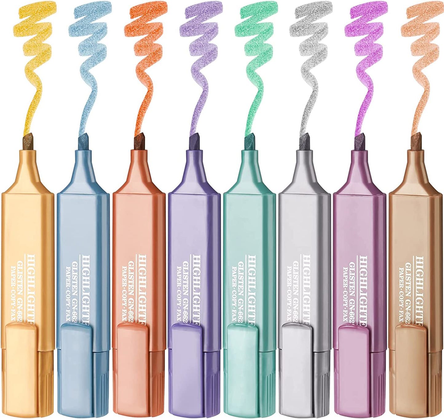Metallic Glitter Highlighters 8 Colors Glitter Highlighter Markers Chisel Tip
