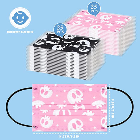 Kids' 50PCS Cartoon Skulls Print Disposable Individually Wrapped Adorable Design