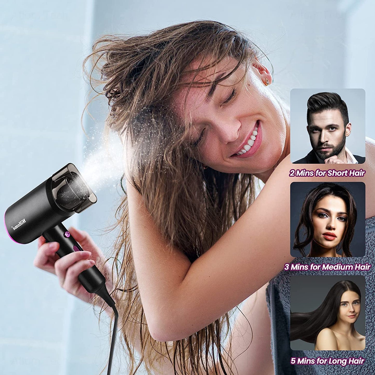Negative Ionic Hair Dryer 1200W Professional Blow Dryer 2 Heat Settings 2 Speeds