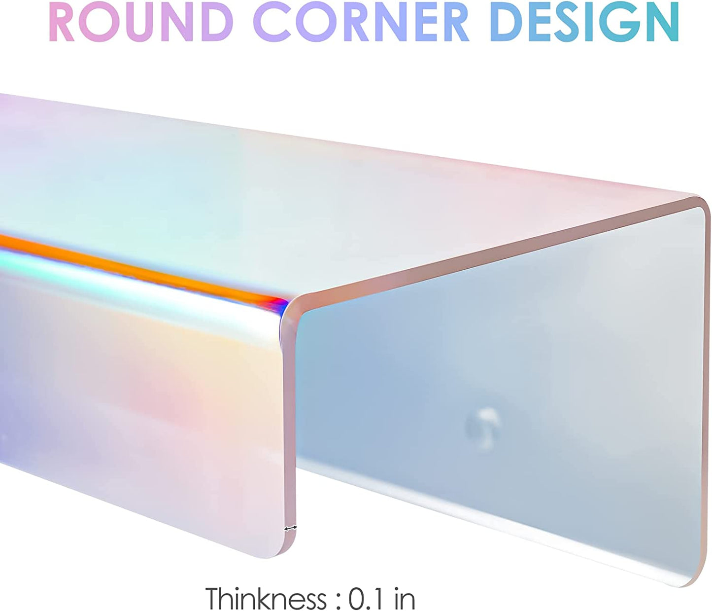 Iridescent Wall Mount Clear Acrylic Floating Shelves 2PCS 15" Thick Wall Ledge