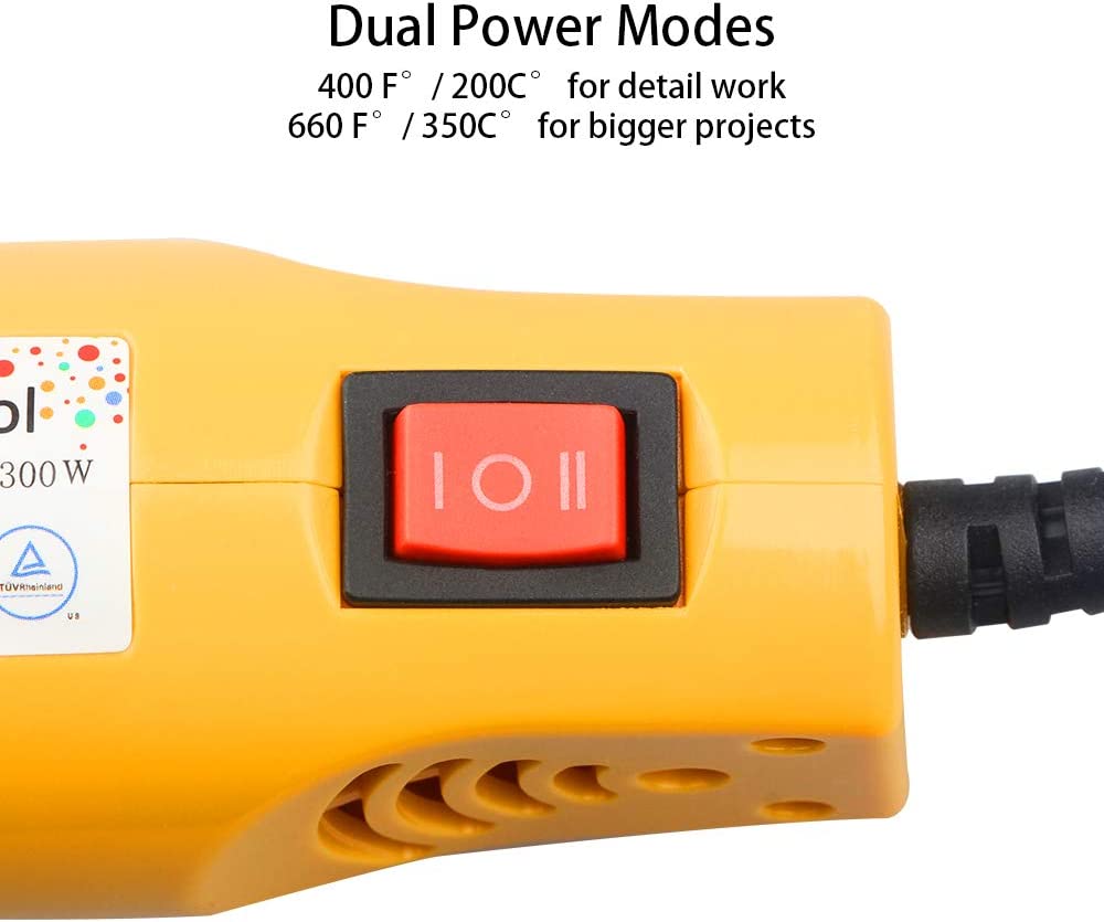 Power Adjustable Heat Gun Up to 660F Handheld Electric Hot Air 350W Portable