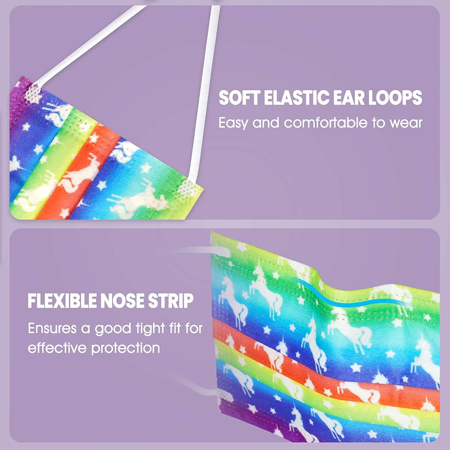 Kid 60PCS Disposable Gradient Rainbow Color Unicorn Star Pattern Individual Wrap