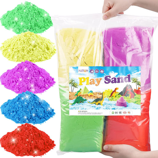 Play Sand 11lbs 5 Color Refill Pack Moldable Indoor Self-Sticky Sensory Sand Box