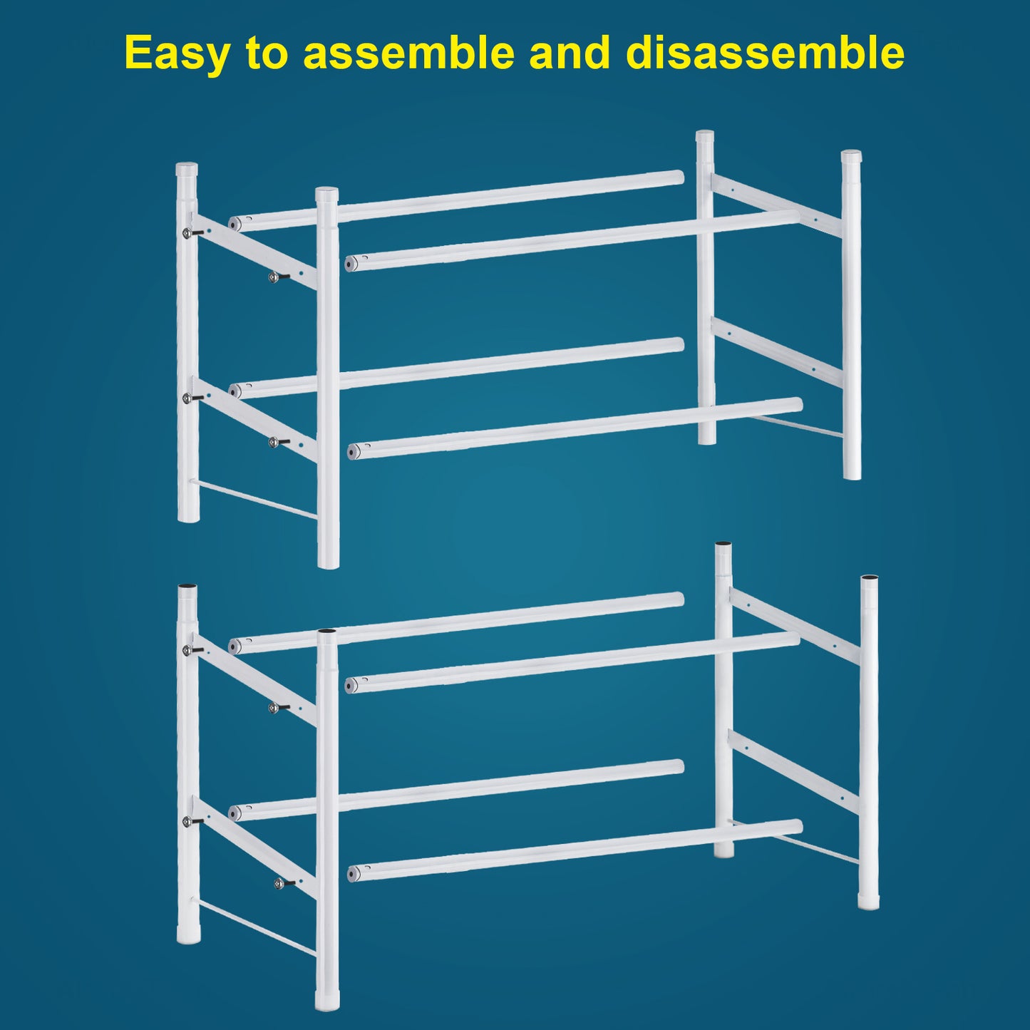 4-Tier Extendable Shoe Rack Lightweight Stretchable 12-24 Pairs Medium Metal O