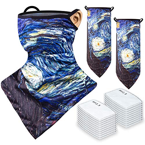 2PCS Protective Neck Gaiters and 20PCS PM2.5 Carbon Filters Adult Size Unisex Fa