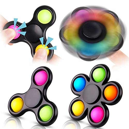 2PCS Bubble Fidget Spinner, 2-in-1 Multicolor Push Pop Fidget Pack Sensory Han