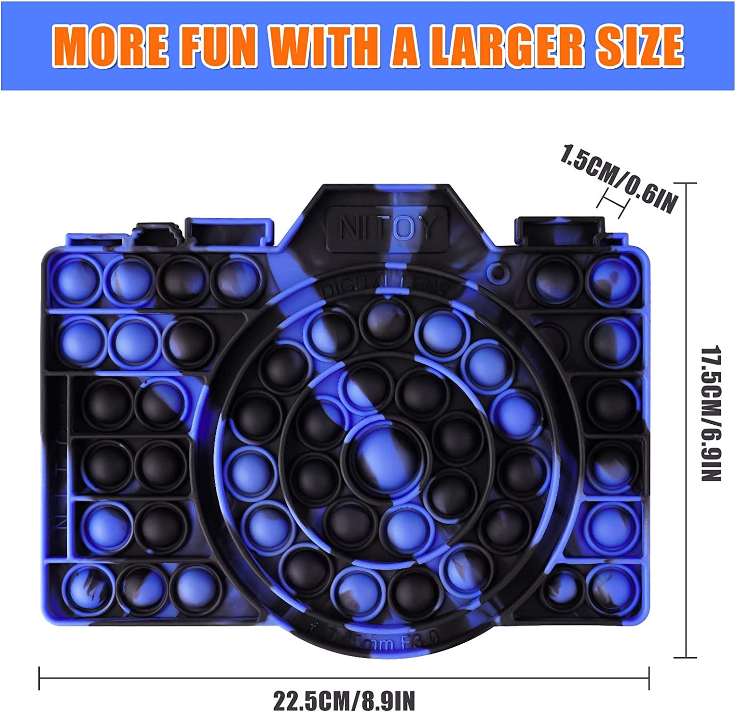 Large Camera Pop Bubble Fidget Toy Silicone Sensory Game Board Stress Reducer