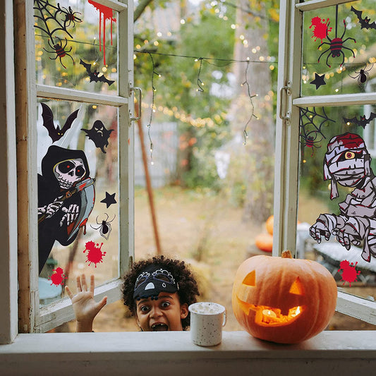 68PCS Skull Skeleton Halloween Window Cling Decal Sticker Set Home Office Gifts