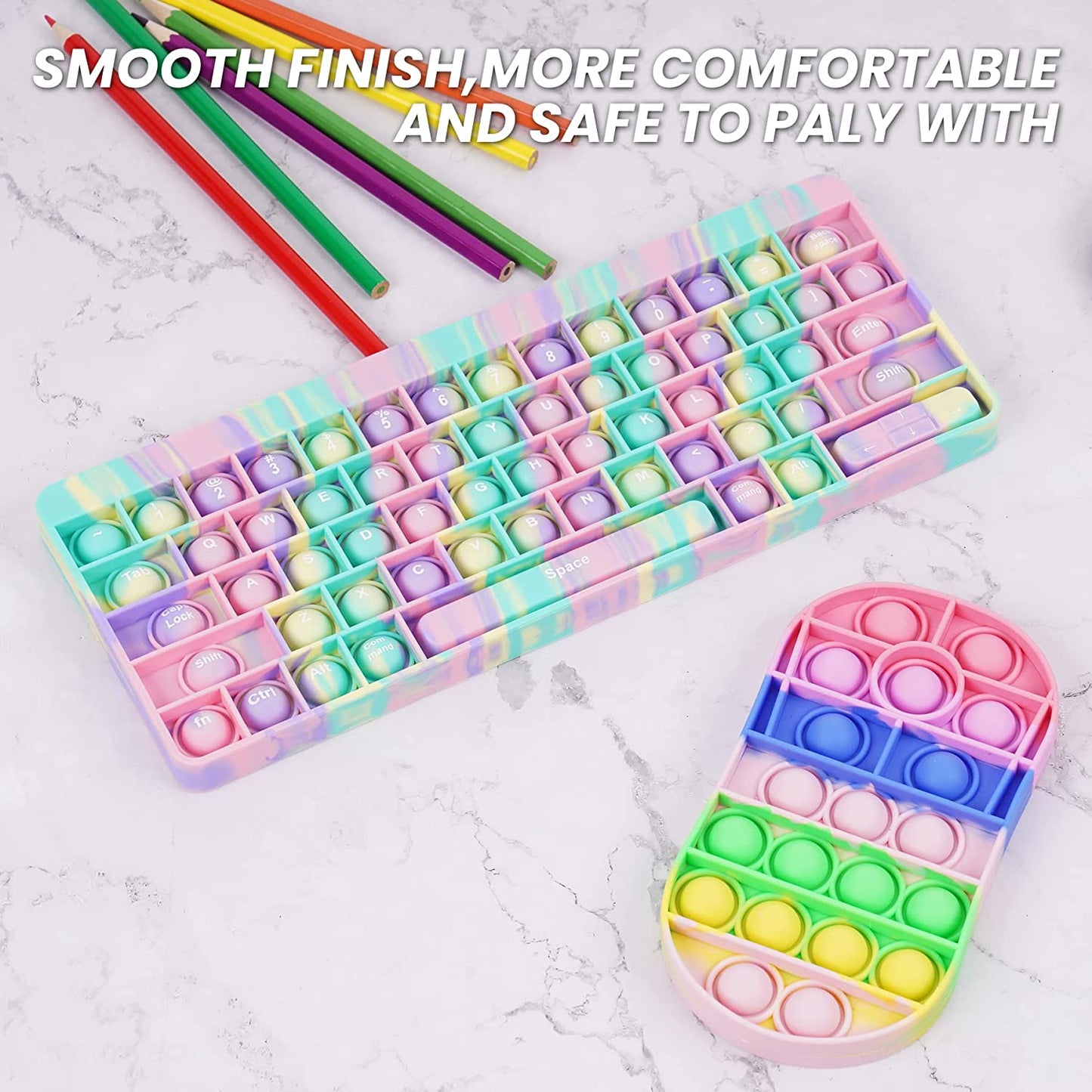 Mouse Keyboard Push Pop Bubble Fidget Sensory Toy Large Bubble Silicone Toy