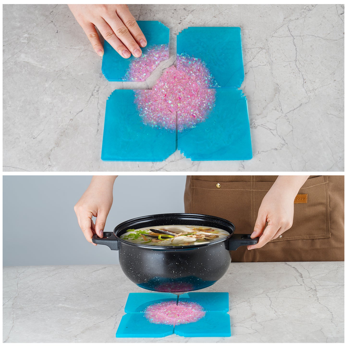 Coaster Resin Mold 5-Part Jigsaw Puzzle Design DIY Epoxy Resin Casting Soft Smoo