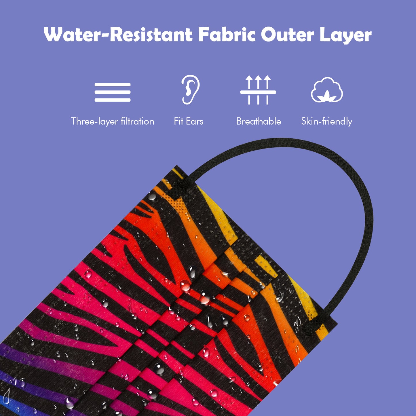 Adult Zebra Stripe Disposable 60 Pcs Unisex Gradient Rainbow Color Individual