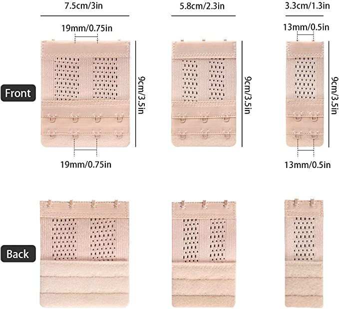 Flexible Bra Extender Strap 2/3/4 Hooks Adjustable Bra Strap 4 Colors 12-Pack