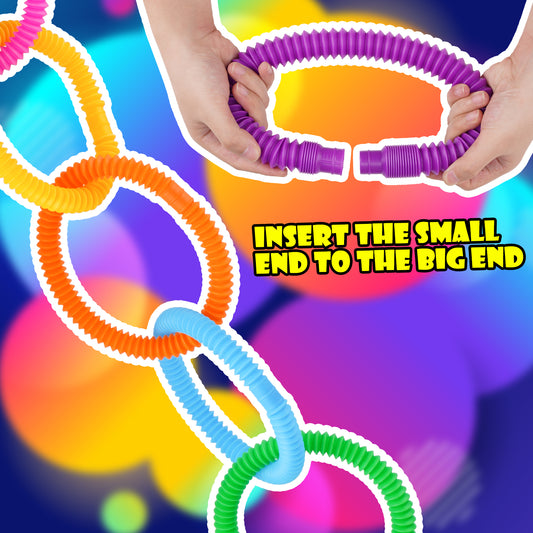 38PCS Mini Pop Tube Sensory Fidget Toy Set, Multi-Color Stretchable Pipes Pre-