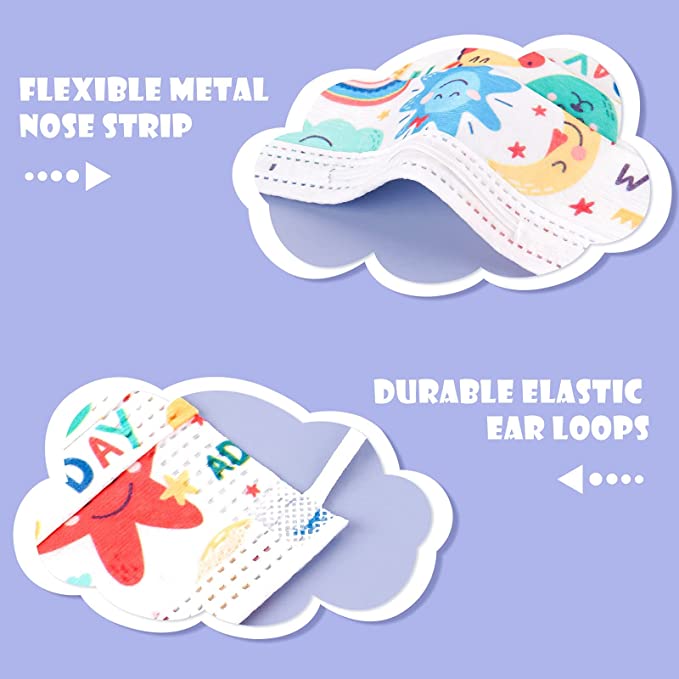 50PCS Kid Cartoon Individually Wrapped Disposable Bulk Pack Colorful Breathable