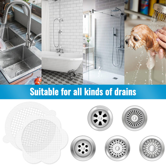 30-Pack Disposable Shower Drain Hair Catchers, Waterproof Strong Adhesive Mesh