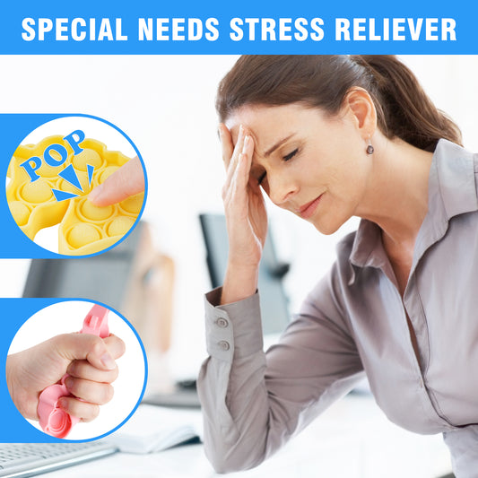 Fidget Pack 3PCS Unicorn Push Pop Bubble Fidget Toy Keychains, Anxiety Stress