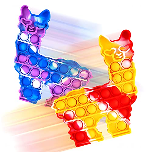 2PCS Silicone Alpaca Push Pop Bubble Fidget Llama Sensory Toys, Adorable Anima