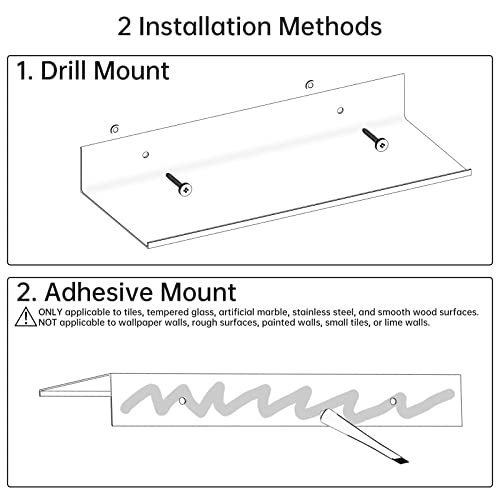Aluminum Wall Mounted Floating Shelf with Picture Ledge 15.7x4.6 Display (Black)