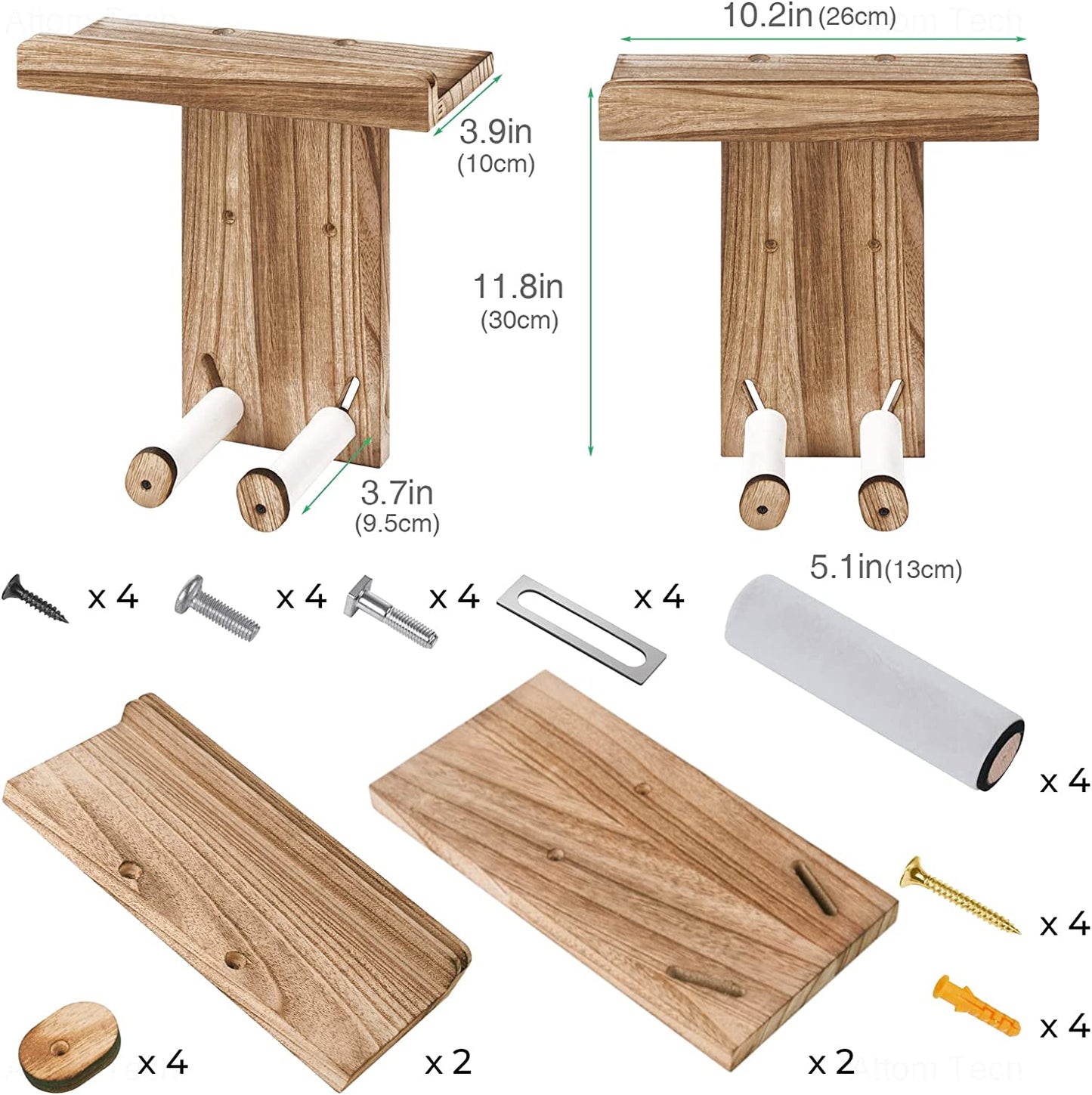 Guitar Wall Mount Guitar Picks 2PCS Natural Wood Guitar Wall Hanger Holder Shelf