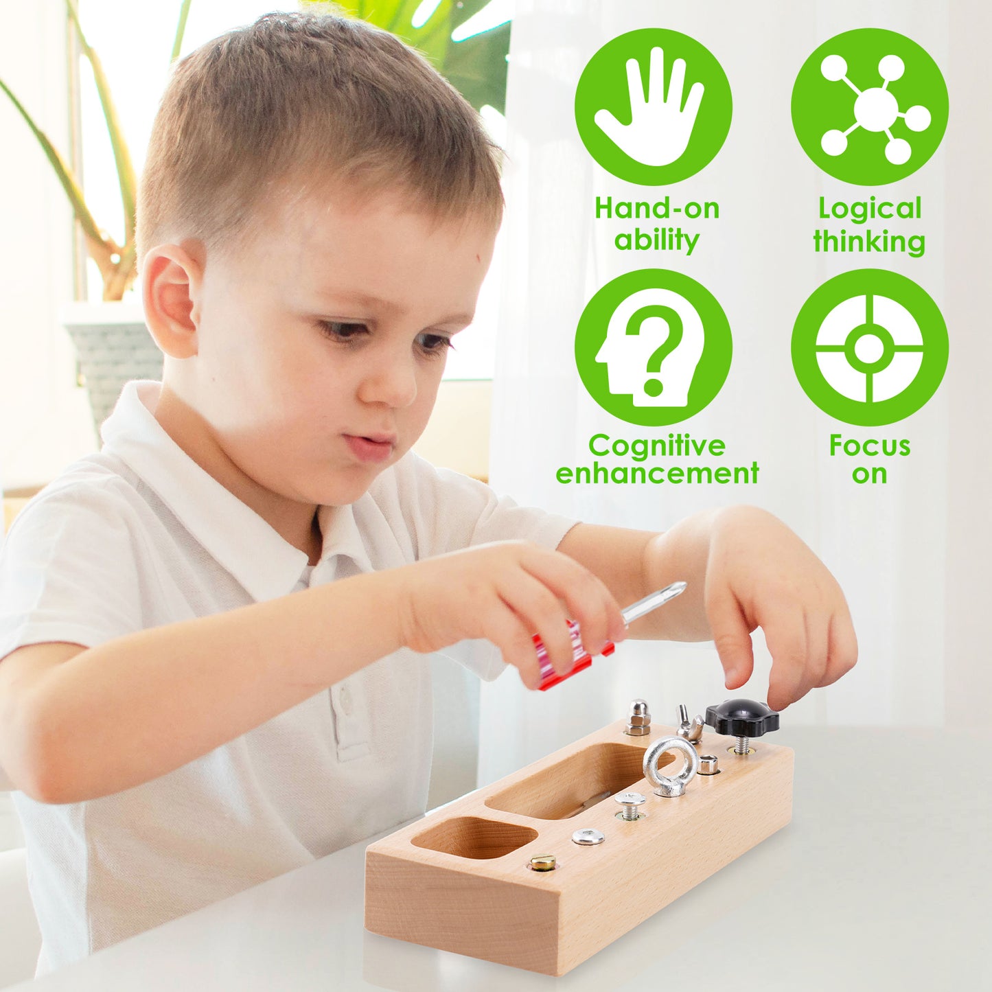 Wooden Screwdriver Board Set Sensory Toy Activity Game 13PCS STEM Toy
