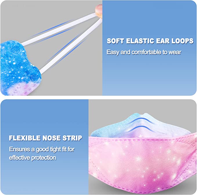 50PCS Disposable Kids Cute Heart Fish Shape Disposable Starry Sky Designs