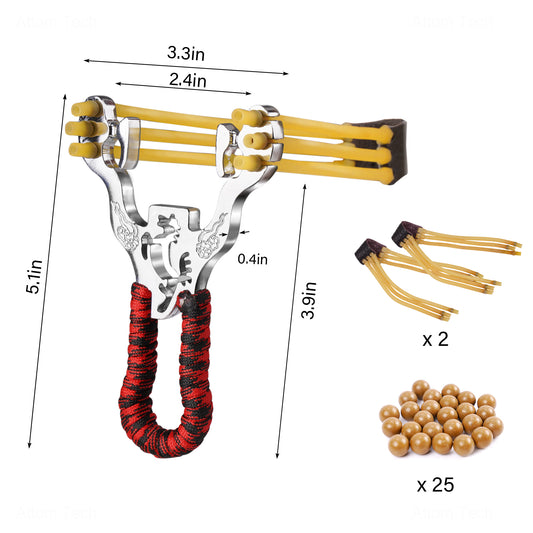 Stainless Steel Hunting Catapult Game Slingshot Toy Kit, Small Metal Handle En