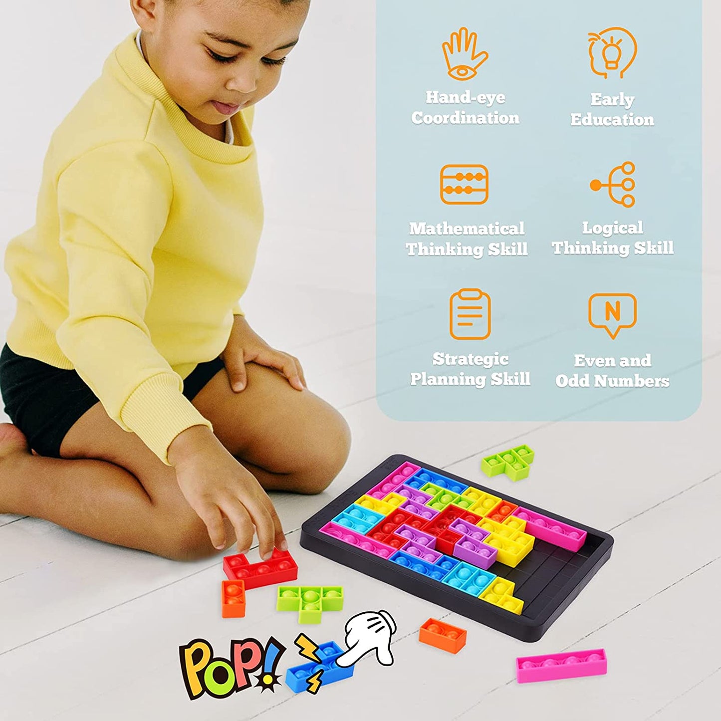 3D Silicone Jigsaw Puzzle Push Pop Bubble Fidget Sensory Toy Building Blocks