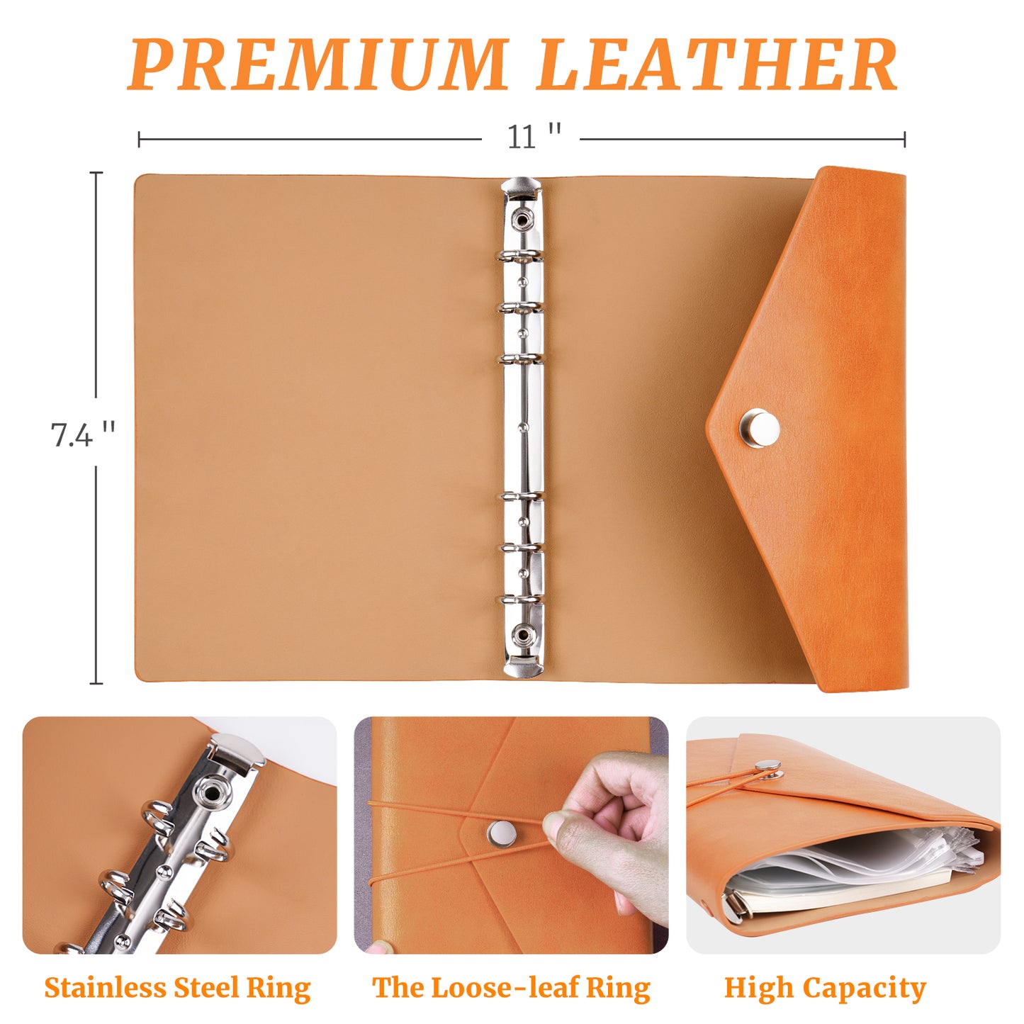 A6 PU Leather Budget Binder Journal Kit, Laptop Case Elastic Band Loose Leaf P