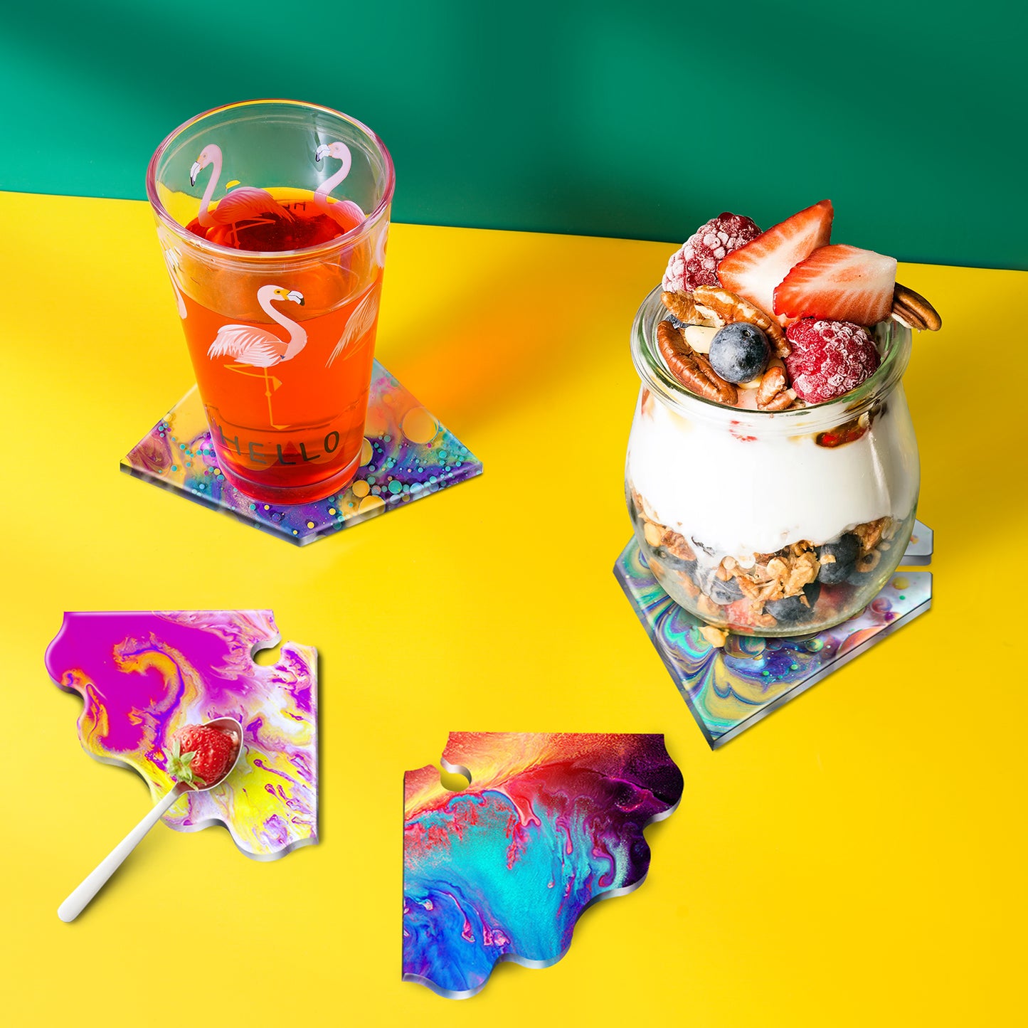 2PCS Coaster Epoxy Resin Casting Silicone Molds DIY Symmetric Jigsaw Puzzle 5-