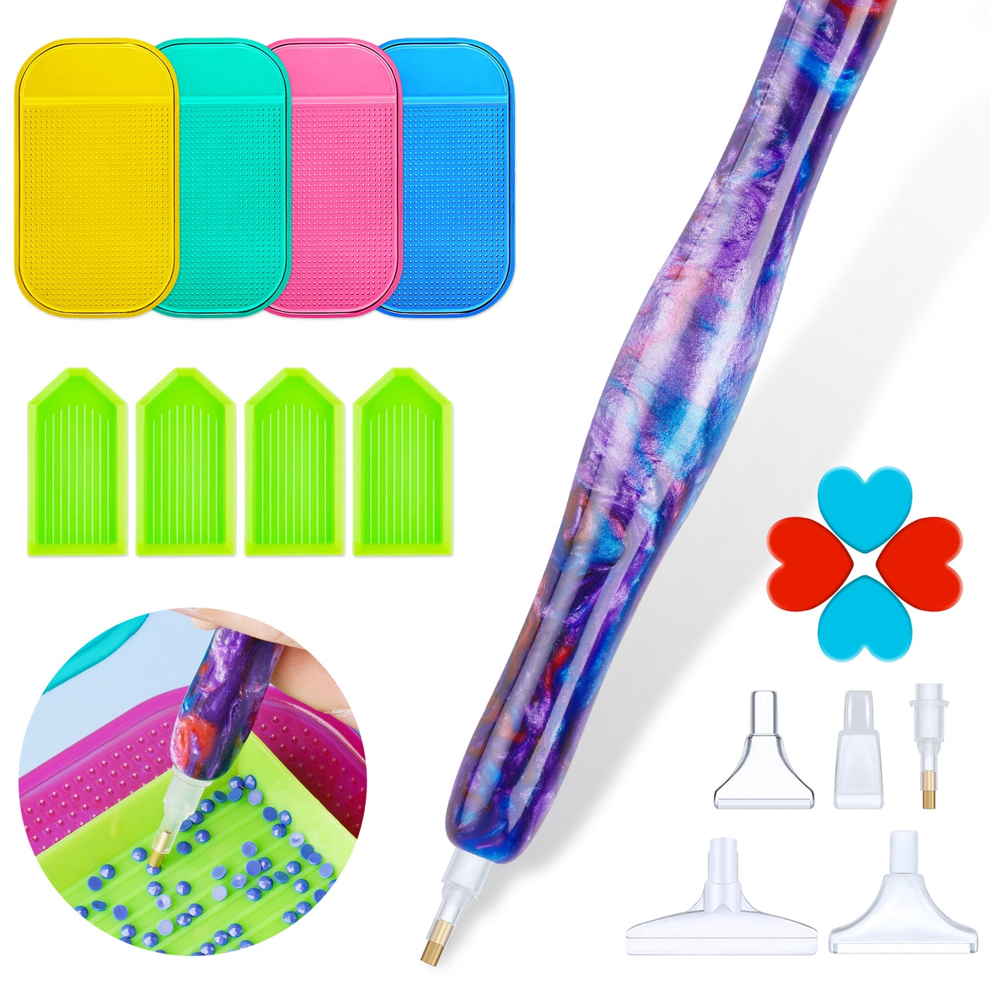 Diamond Painting Pen Kit, Handmade Resin 5D DIY Diamond Drill Pen with Multi I