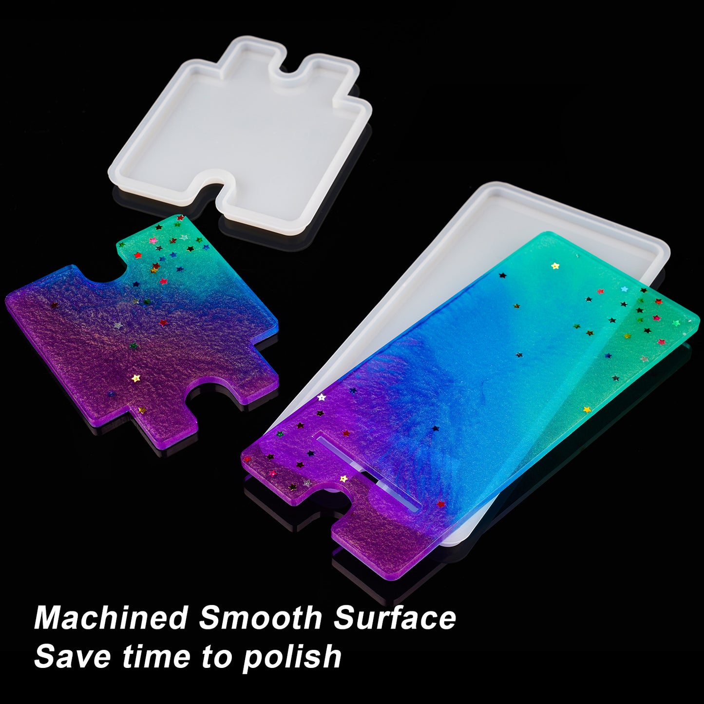 Epoxy Resin Phone Stand Soft Silicone Mold and Star Glitter Sequins DIY Castin
