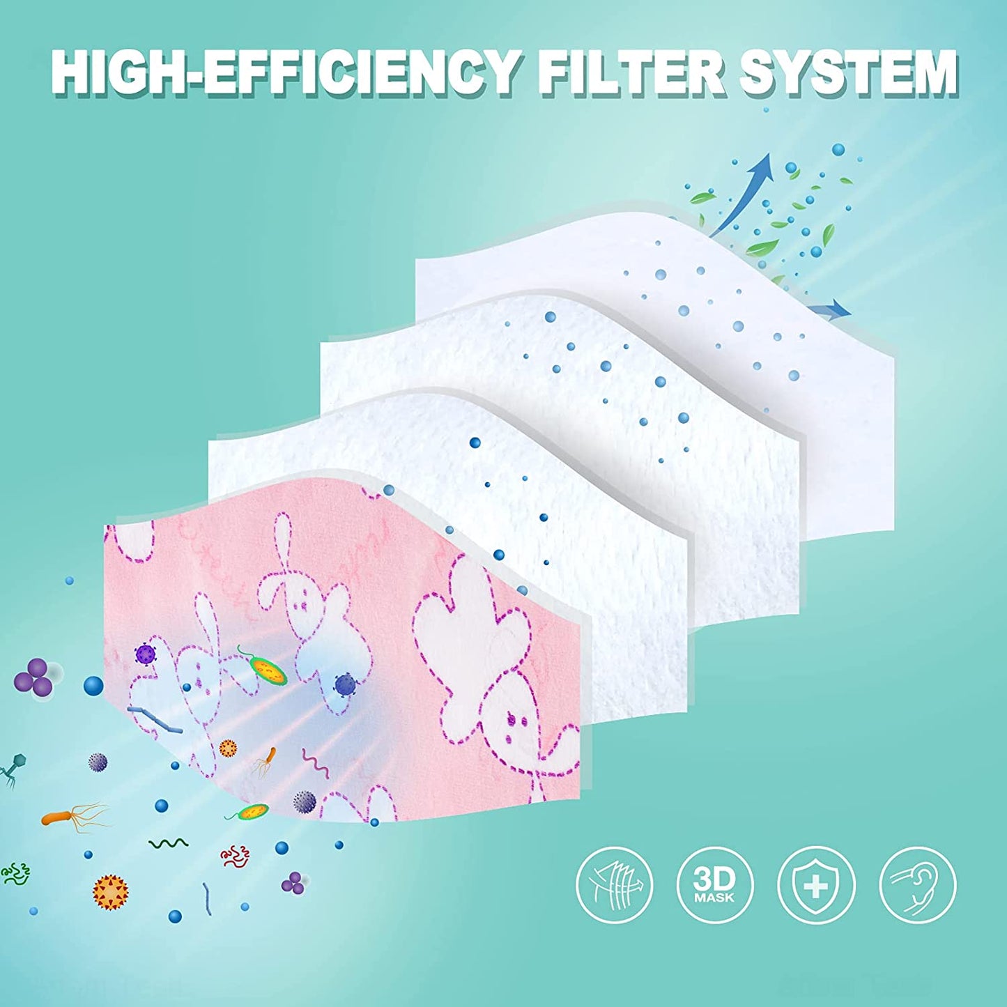50PCS Disposable KF94 s for Kids Children's Fish Shape s wit