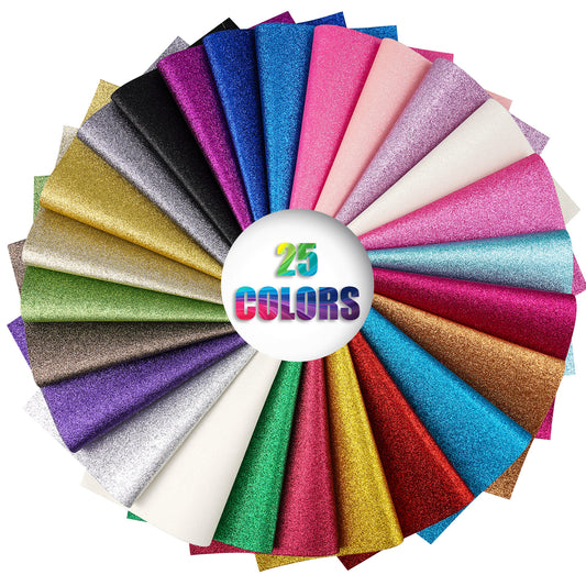 25-Color Faux Long-Lasting Glitter PU Leather Sheets Sinny for Trendy Luggage, B