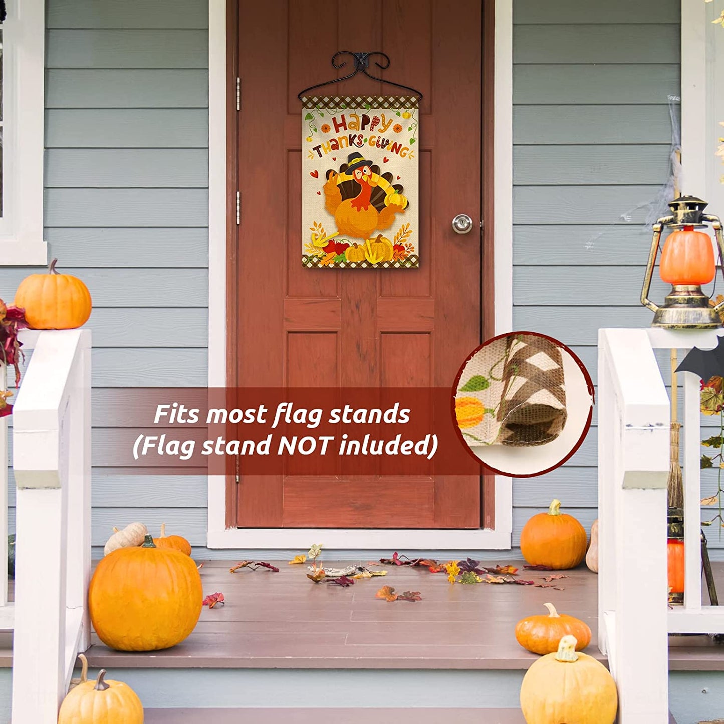 Happy Thanksgiving Turkey Double-Side Holiday Garden Flag 12x18 Inch Fall Autumn